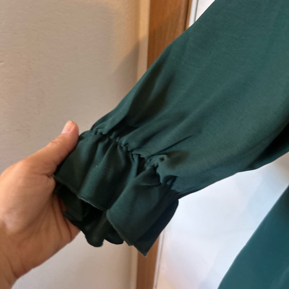 Shesrarr 4XL Smocked Boho Green Long Sleeve Dress - Picture 5 of 11